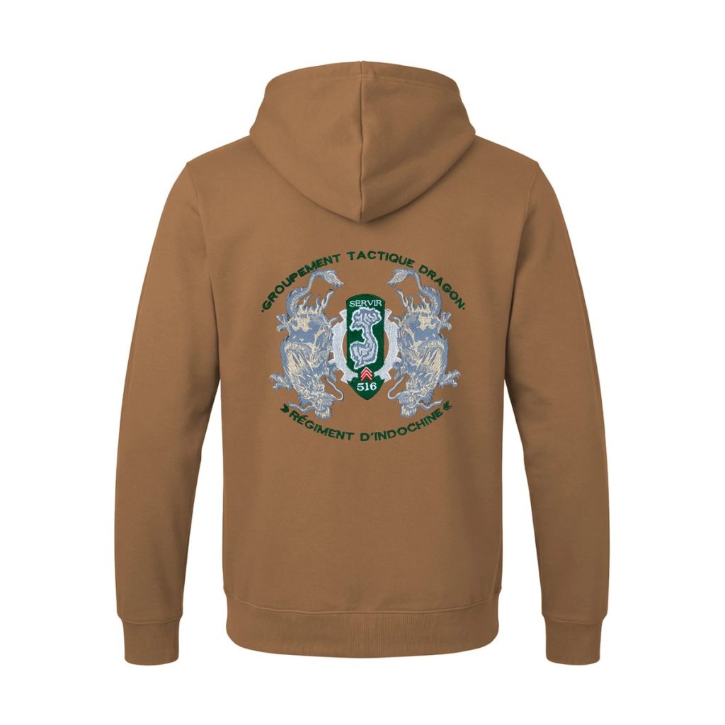 Hanorac coyote cu broderie pe spate Groupement Tactique Dragon