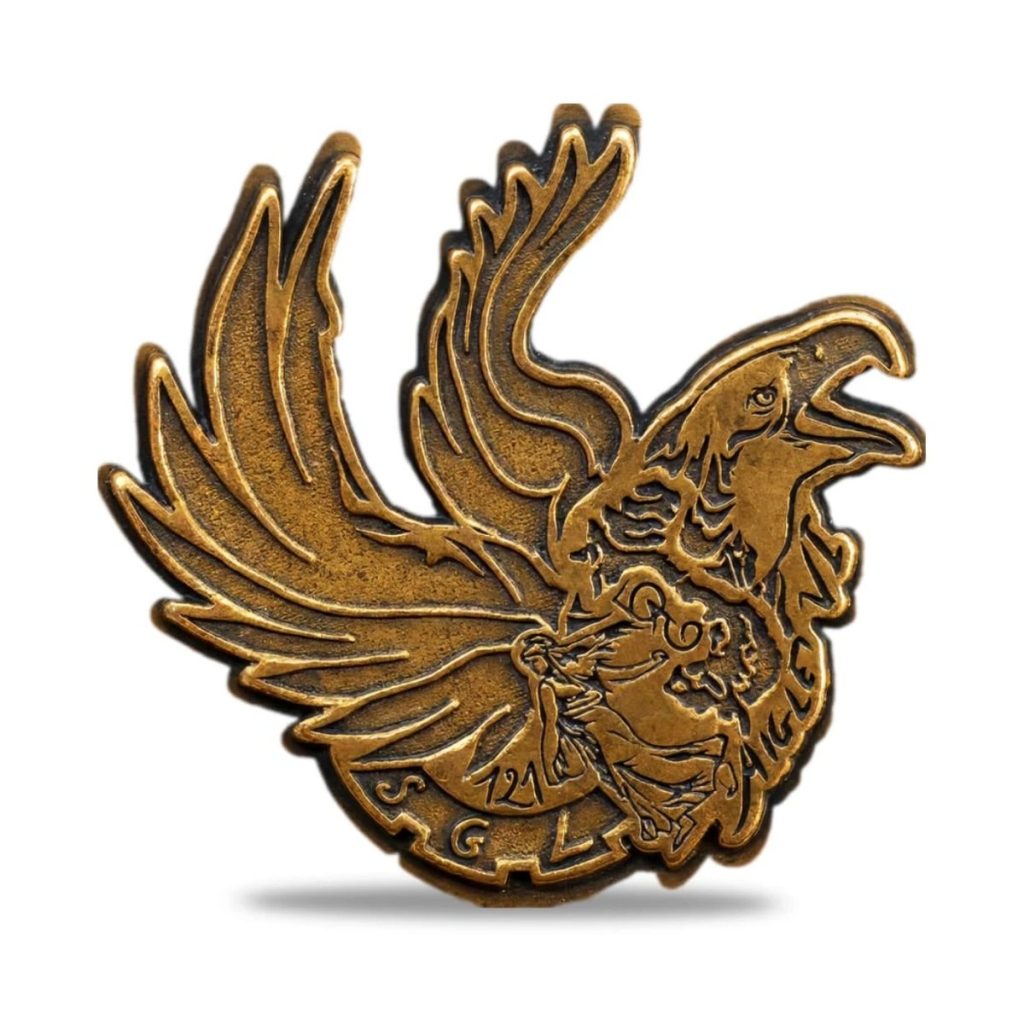 Insignă metalică vultur, finisaj bronz
