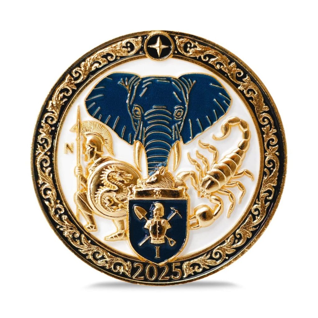 Monedă de colecție 2025 cu elefant și scorpion